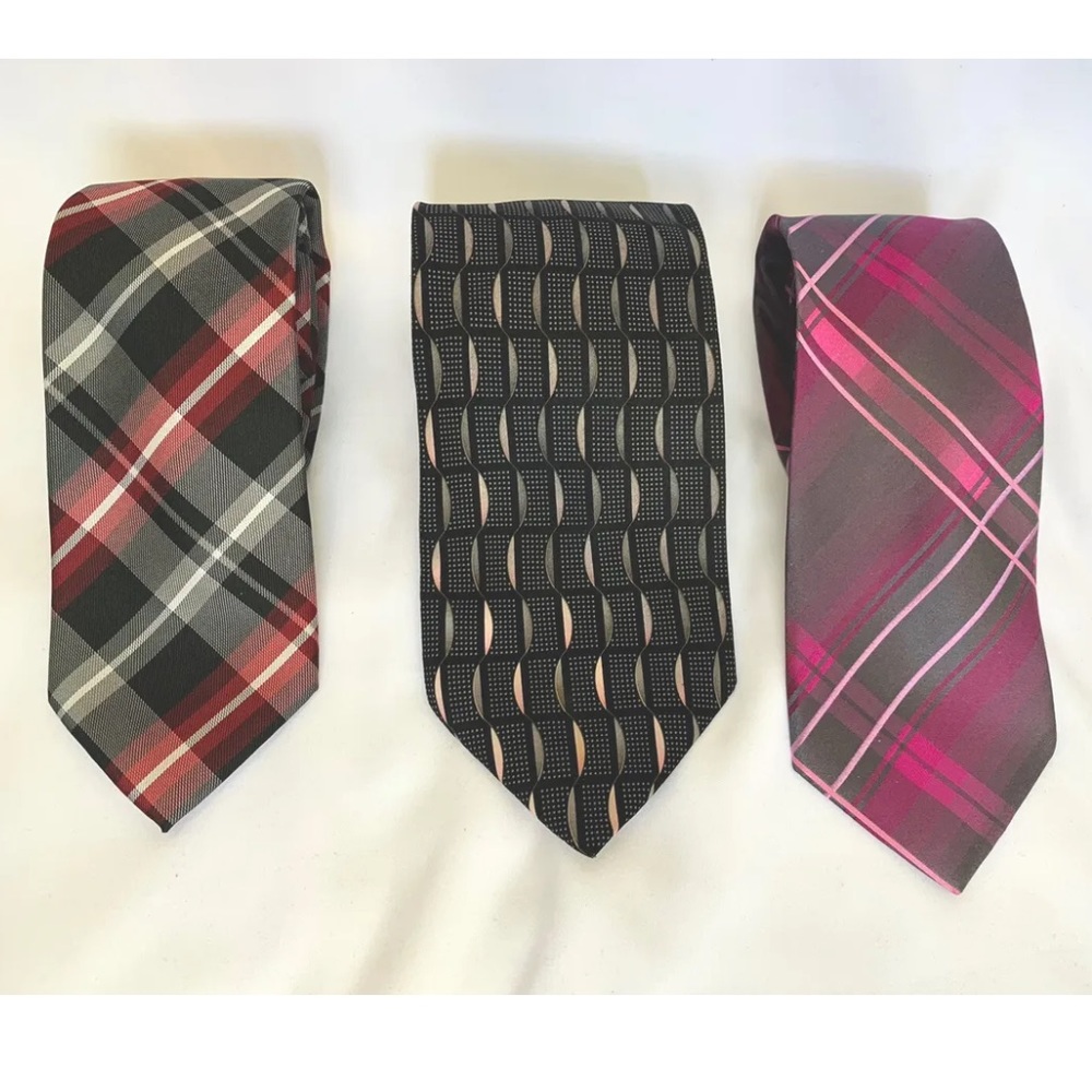 Mens Lot of 3 Neck Ties Silk And Polyester Croft&Barrow Colours